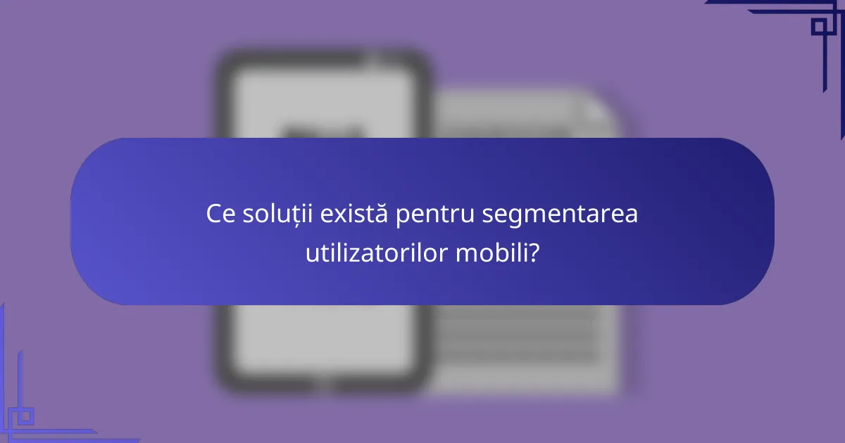 Ce soluții există pentru segmentarea utilizatorilor mobili?
