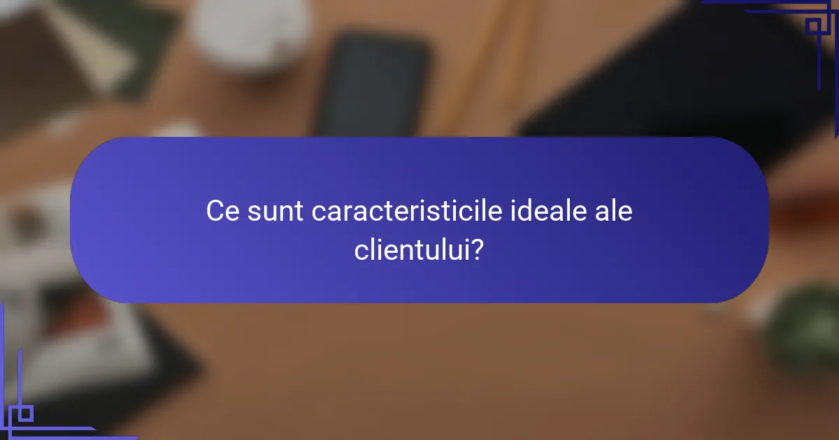 Ce sunt caracteristicile ideale ale clientului?